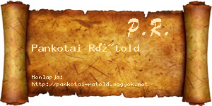 Pankotai Rátold névjegykártya
